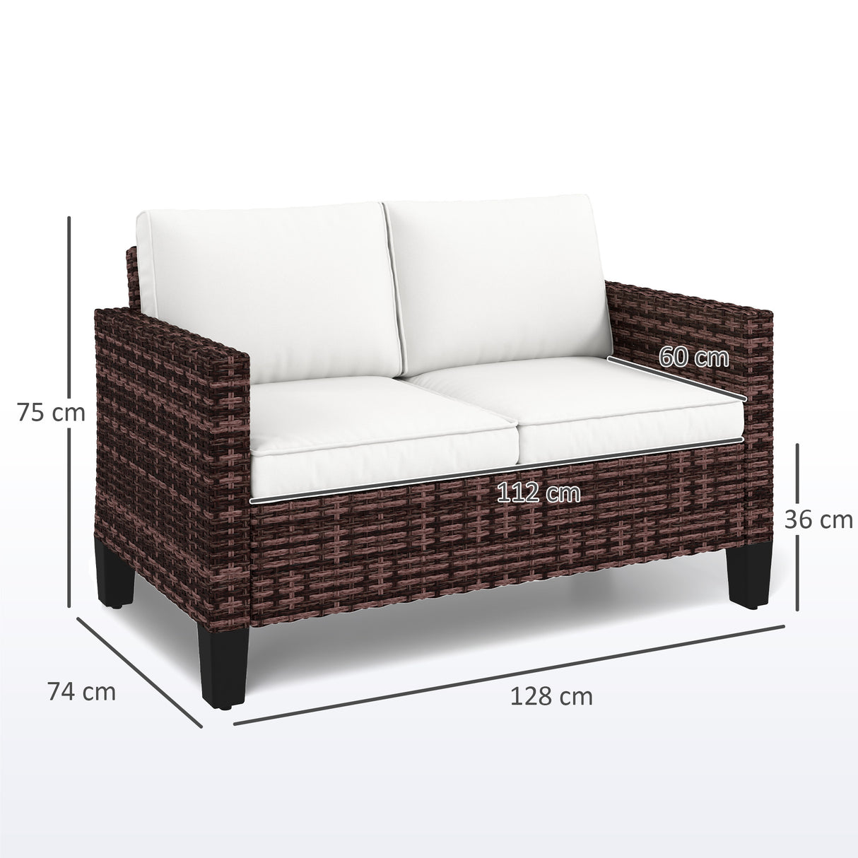 Poly Rattan 2 Seater Outdoor Garden Sofa - Velmora