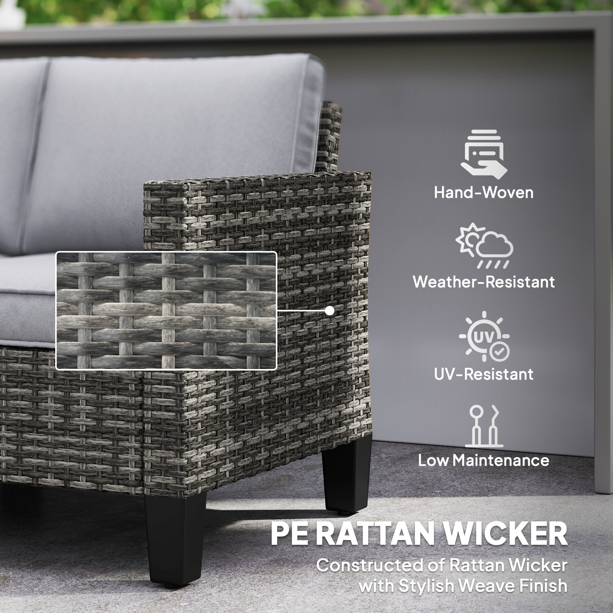 Poly Rattan 2 Seater Outdoor Garden Sofa - Velmora