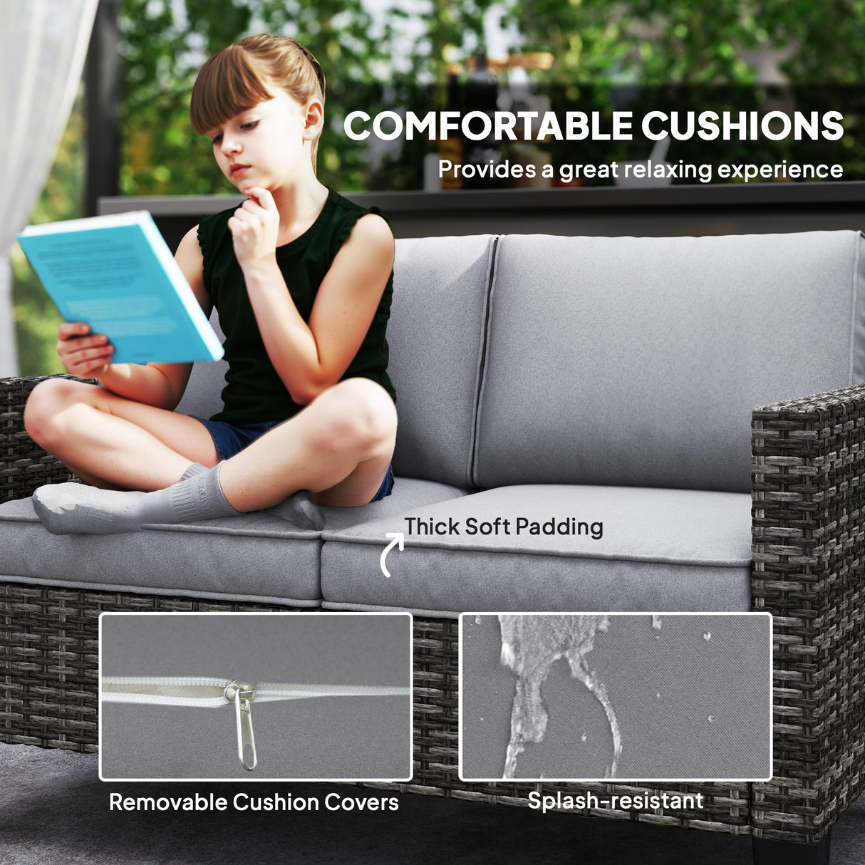 Poly Rattan 2 Seater Outdoor Garden Sofa - Velmora