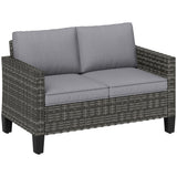 Poly Rattan 2 Seater Outdoor Garden Sofa - Velmora