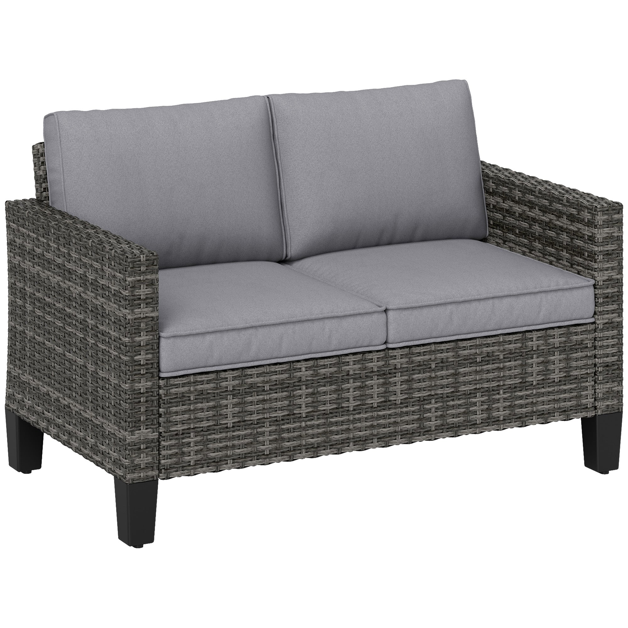 Poly Rattan 2 Seater Outdoor Garden Sofa - Velmora
