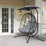 Poly Rattan 2 Seater Rattan Egg Swing Chair - Velmora