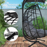 Poly Rattan 2 Seater Rattan Egg Swing Chair - Velmora
