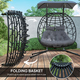 Poly Rattan 2 Seater Rattan Egg Swing Chair - Velmora