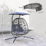 Poly Rattan 2 Seater Rattan Egg Swing Chair - Velmora