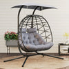 Poly Rattan 2 Seater Rattan Egg Swing Chair - Velmora
