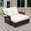 Poly Rattan 2 Seater Sun Lounger Daybed With Cushions - Velmora