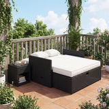 Poly Rattan 2 Seater Sun Lounger Daybed With Cushions - Velmora