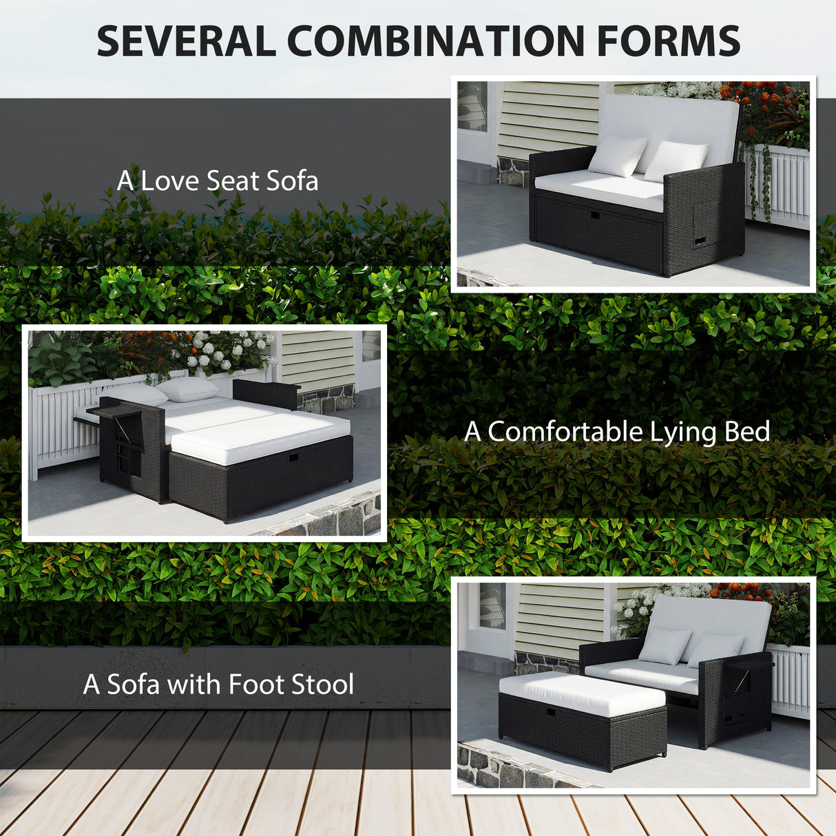 Poly Rattan 2 Seater Sun Lounger Daybed With Cushions - Velmora