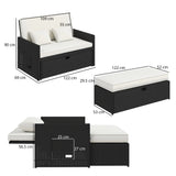 Poly Rattan 2 Seater Sun Lounger Daybed With Cushions - Velmora