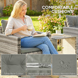 Poly Rattan 3 Piece Garden Bistro Set With 2 Tier Glass Top Table - Velmora