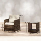 Poly Rattan 3 Piece Garden Bistro Set With 2 Tier Glass Top Table - Velmora