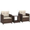 Poly Rattan 3 Piece Garden Bistro Set With 2 Tier Glass Top Table - Velmora