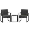 Poly Rattan 3 Pieces Bistro Set With Square Glass Top Table and Cushions - Velmora