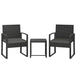 Poly Rattan 3 Pieces Bistro Set With Square Glass Top Table and Cushions - Velmora