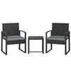 Poly Rattan 3 Pieces Bistro Set With Square Glass Top Table and Cushions - Velmora