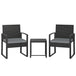 Poly Rattan 3 Pieces Bistro Set With Square Glass Top Table and Cushions - Velmora