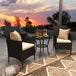 Poly Rattan 3 Pieces Garden Armchair in Set of 2 and Glass Top Table - Velmora