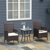 Poly Rattan 3 Pieces Garden Armchair in Set of 2 and Glass Top Table - Velmora