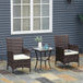Poly Rattan 3 Pieces Garden Armchair in Set of 2 and Glass Top Table - Velmora