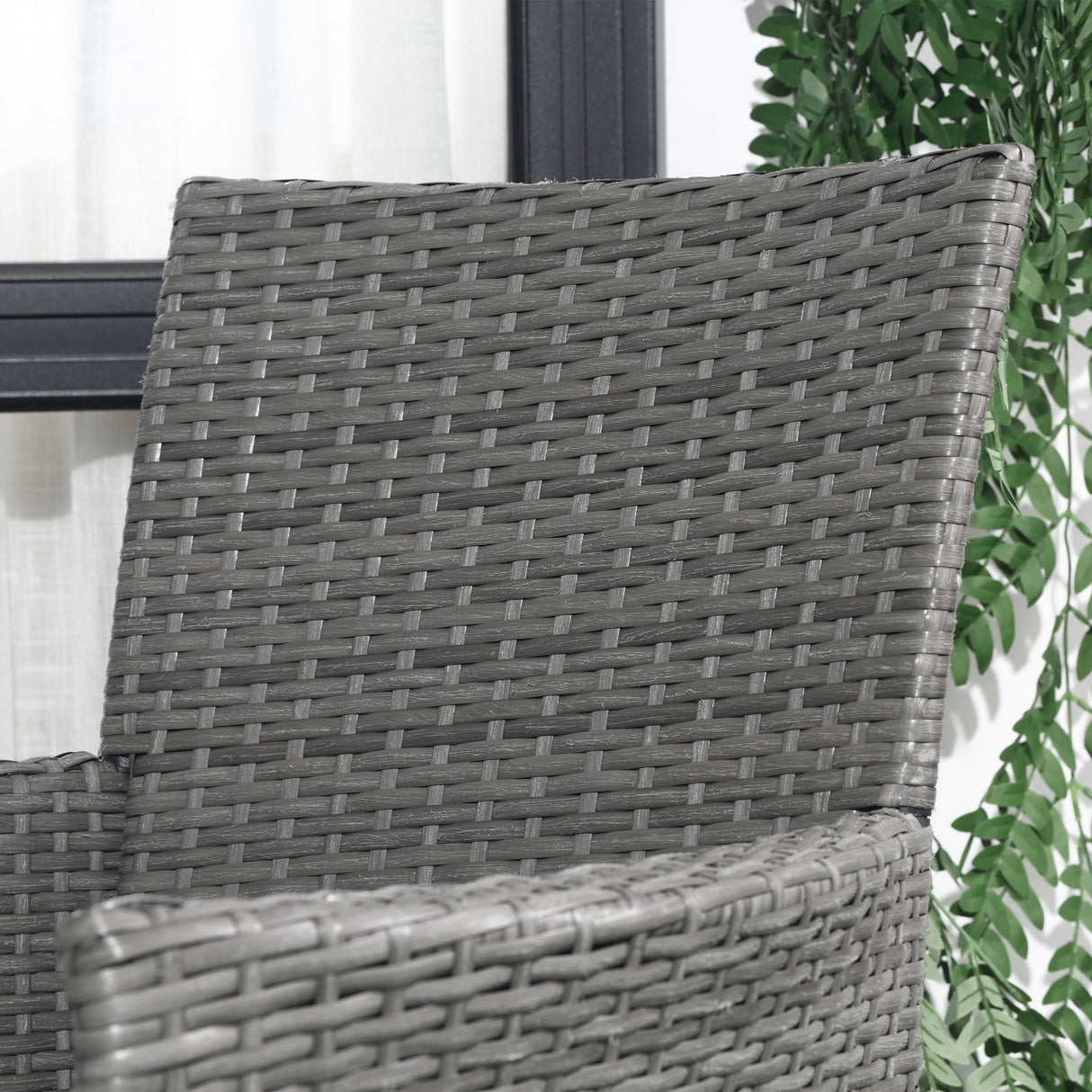 Poly Rattan 3 Pieces Garden Armchair in Set of 2 and Glass Top Table - Velmora