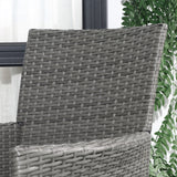 Poly Rattan 3 Pieces Garden Armchair in Set of 2 and Glass Top Table - Velmora