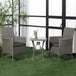 Poly Rattan 3 Pieces Garden Armchair in Set of 2 and Glass Top Table - Velmora