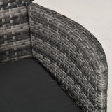 Poly Rattan 3 Pieces Garden Armchair in Set of 2 and Glass Top Table - Velmora