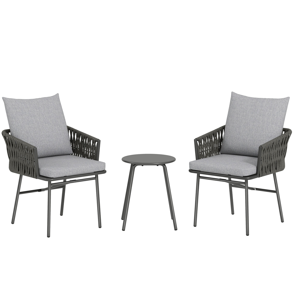 Poly Rattan 3 Pieces Garden Bistro Set With 4 Cushions - Velmora