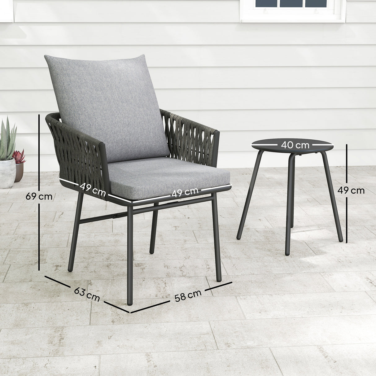 Poly Rattan 3 Pieces Garden Bistro Set With 4 Cushions - Velmora