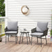 Poly Rattan 3 Pieces Garden Bistro Set With 4 Cushions - Velmora