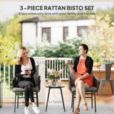 Poly Rattan 3 Pieces Garden Bistro Set With 4 Cushions - Velmora