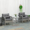 Poly Rattan 3 Pieces Garden Bistro Set With Glass Top Coffee Table And Armchairs - Velmora