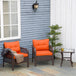 Poly Rattan 3 Pieces Garden Bistro Set With Glass Top Coffee Table And Armchairs - Velmora