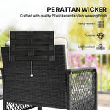 Poly Rattan 3 Pieces Garden Bistro Set With Glass Top Coffee Table And Armchairs - Velmora