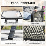 Poly Rattan 3 Pieces Garden Bistro Set With Glass Top Coffee Table And Armchairs - Velmora