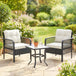 Poly Rattan 3 Pieces Garden Bistro Set With Glass Top Coffee Table And Armchairs - Velmora
