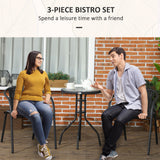 Poly Rattan 3 Pieces Garden Bistro Set Round Glass Top Coffee Table - Velmora