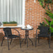 Poly Rattan 3 Pieces Garden Bistro Set Round Glass Top Coffee Table - Velmora
