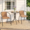 Poly Rattan 3 Pieces Garden Bistro Set Round Glass Top Coffee Table - Velmora