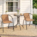 Poly Rattan 3 Pieces Garden Bistro Set Round Glass Top Coffee Table - Velmora