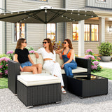 Poly Rattan 3 Pieces Garden Furniture Set With Cushions And Table - Velmora