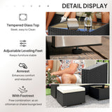Poly Rattan 3 Pieces Garden Furniture Set With Cushions And Table - Velmora