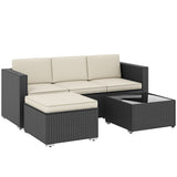 Poly Rattan 3 Pieces Garden Furniture Set With Cushions And Table - Velmora