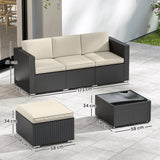Poly Rattan 3 Pieces Garden Furniture Set With Cushions And Table - Velmora