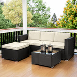 Poly Rattan 3 Pieces Garden Furniture Set With Cushions And Table - Velmora