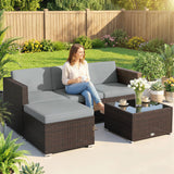 Poly Rattan 3 Pieces Garden Furniture Set With Cushions And Table - Velmora