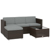Poly Rattan 3 Pieces Garden Furniture Set With Cushions And Table - Velmora