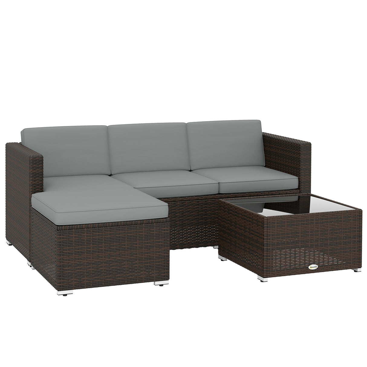 Poly Rattan 3 Pieces Garden Furniture Set With Cushions And Table - Velmora