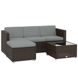 Poly Rattan 3 Pieces Garden Furniture Set With Cushions And Table - Velmora
